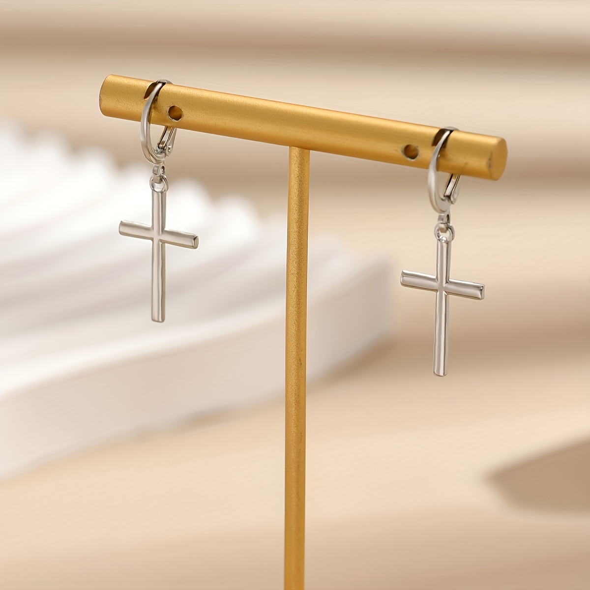 Cross Drop Ear Clip Earrings
